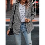 Double Breasted Lapel Blazer, Elegant Long Sleeve Blazer For Office & Work, Women's Clothing