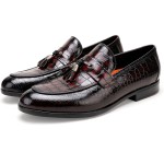 Men's Tassel Loafer, Classic Casual Dress Shoe, Black Smooth Leather Tassel Slip-on Penny Loafer for Mens