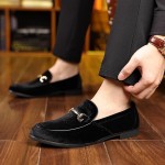Mens Dress Shoes Loafers Business Classic Suede Luxury Copper Chain Party Wedding Moccasins for Male