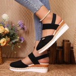 Closed Toe Platform Wedge Sandals, 2025 Espadrilles Wedges for Women Heel Casual, Women's Espadrilles Dressy Sandals, Comfortable Anti Slip Summer Shoes with Adjustable Buckle Ankle Strap