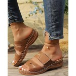 Women's Bohemian Sandals, Comfortable Anti-Slip Platform, Casual Summer Shoes, Breathable Faux Leather Beach Slides