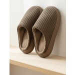 Ultra-Comfortable House Slippers for Men & Women, Memory Foam Indoor Slippers with Non-Slip Sole, Soft Plush Lined House Shoes for Home Use Brown