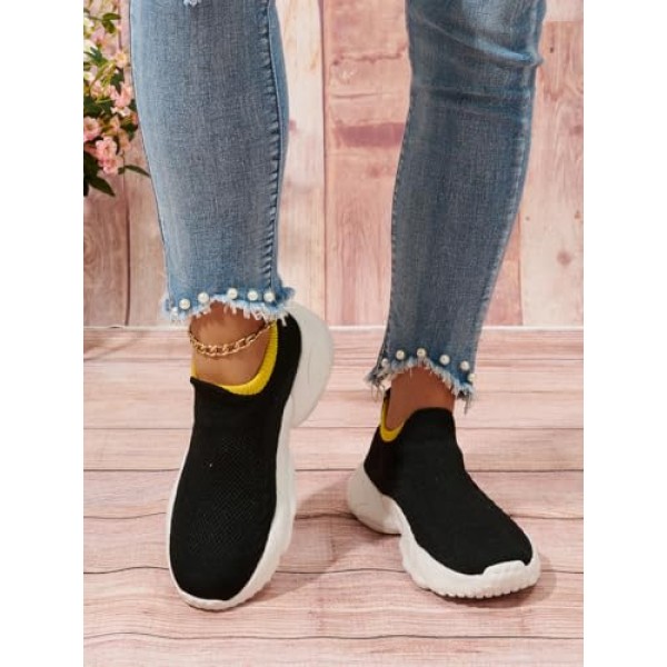 Womens Slip on Walking Shoes Lightweight Breathable Comfort Sock Shoe Non-Slip Tennis Running Sneakers