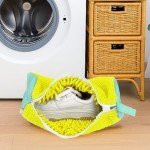 Reusable Shoe Washing Bag for Machine - Protective Laundry Shoe Cleaner with Chenille Fibers for Sneakers & Athletic Shoes - Yellow
