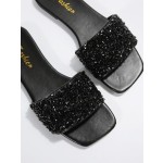 Women's Glitter Sparkly Sandals Casual Rhinestone Slides Bling Open Toe Sandals