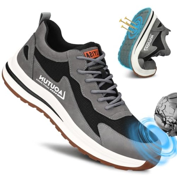 LAoutun Steel Toe Shoes for Men Women Safety Work Shoes Indestructible Steel Toe Sneakers Lightweight Work Shoes Toe Shoes