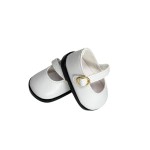 14.5" American Doll Shoes- Mary Jane Black,Red,White,Pink- Shiny Shoe (White)