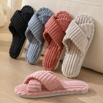 Slippers for Women Memory Foam House Bedroom Corduroy Crossbands Open Toe Slides Slipper Shoes Comfy Trendy Gift Slippers