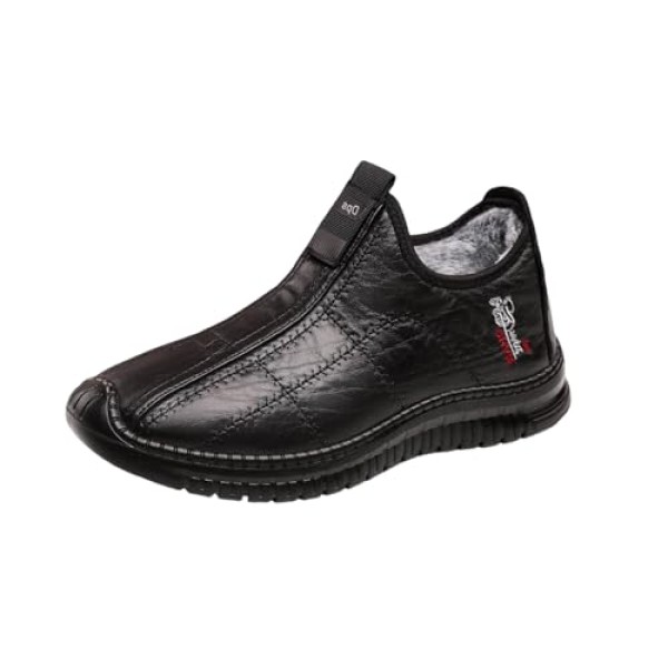 Men's Casual Sneakers Fleece Lined Ankle Boots Winter Warm Slip On Comfortable Walking Shoes Non Slip Thick Sole Daily Wear