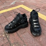 Punk Style Thick Sole Women and Men Shoes Gothic Metal Platform 6cm Vintage Sneakers Shoes Low-top