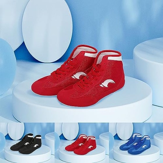 Kids Wrestling Shoes Boys Girls Boxing Shoes High Top Wrestling Training Shoes Boots Competition Fitness Sneakers