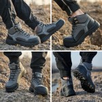 Waterproof Steel Toe Boots for Men Wide Width Slip Resistant Work Shoes Lightweight Non Slip Safety Sneakers Construction Composite Toe Working Footwear
